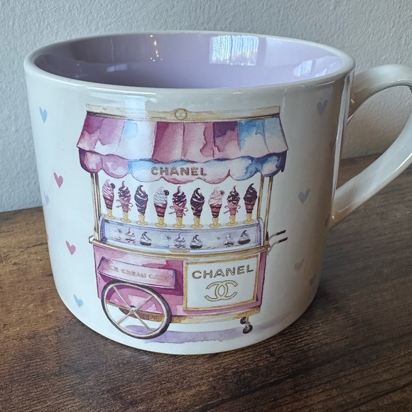 Fig & Fern Other - Luxury Inspired Ice Cream Cart Coffee Large Mug Lavender and White 2-Sided NEW
